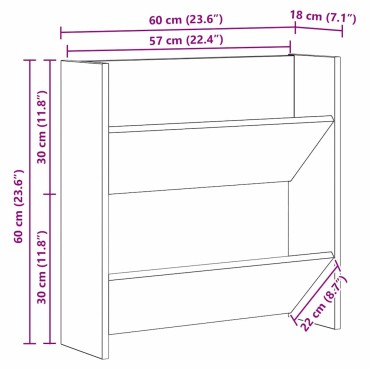 vidaXL Ντουλάπα Παπουτσιών 60x18x60cm Επεξεργασμένο Ξύλο
