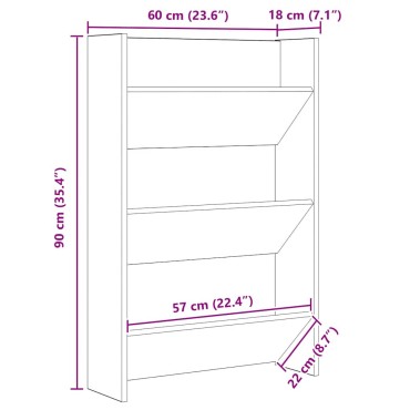 vidaXL Ντουλάπα Παπουτσιών 2 τμχ. 60x18x90cm Επεξεργασμένο Ξύλο