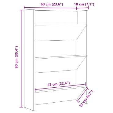 vidaXL Ντουλάπα Παπουτσιών 2 τμχ. 60x18x90cm Επεξεργασμένο Ξύλο