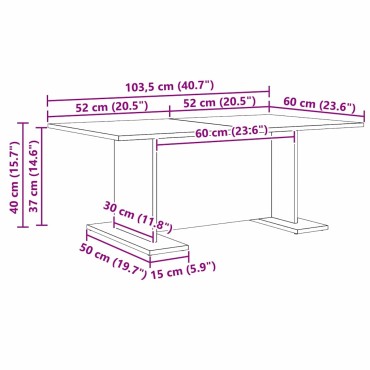 vidaXL Τραπεζάκι σαλονιού artisan δρυς 103.5x60x40 εκ 1 τεμ.