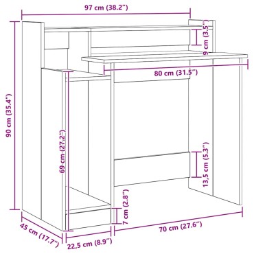 vidaXL Γραφείο Παλιό ξύλο 97x45x90cm Επεξεργασμένο Ξύλο 1 τεμ.