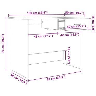 vidaXL Γραφείο Παλιό ξύλο 100x50x76cm Επεξεργασμένο Ξύλο 1 τεμ.