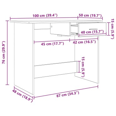 vidaXL Γραφείο Artisan Oak Επεξεργασμένο Ξύλο 100x50x76cm 1 τεμ.