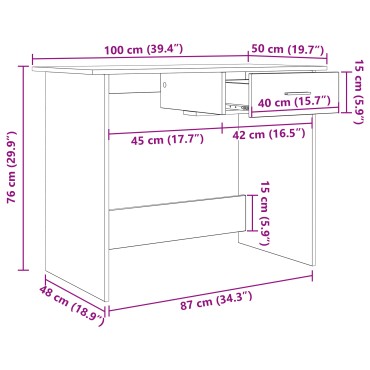 vidaXL Γραφείο Artisan Oak Επεξεργασμένο Ξύλο 100x50x76cm 1 τεμ.