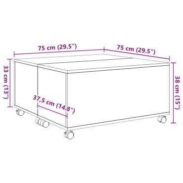 vidaXL Τραπεζάκι σαλονιού Μαύρη Οξυά 75x75x38cm 1 τεμ.
