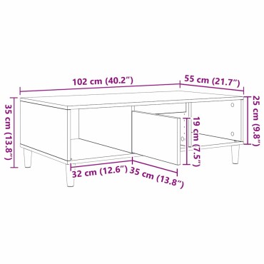 vidaXL Τραπεζάκι σαλονιού Δρύς Sonoma 102x55x35 εκ 1 τεμ.