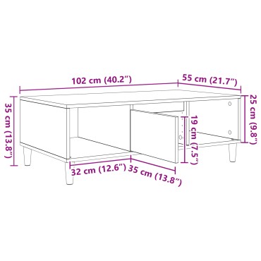 vidaXL Τραπεζάκι σαλονιού Δρύς Sonoma 102x55x35 εκ 1 τεμ.