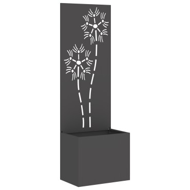 vidaXL Οθόνη Ιδιωτικότητας Κήπου Floral Μαύρο 50 x 32 x 150 εκ