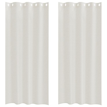 vidaXL Κουρτίνα βυσσινί 2 τμχ. Κρεμ 260x140cm Πολυεστέρας