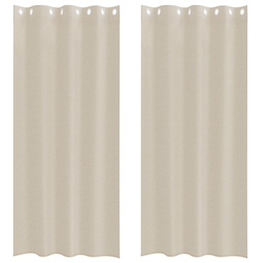 vidaXL Κουρτίνα βυσσινί 2 τμχ. Άμμος 225x140cm Πολυεστέρας