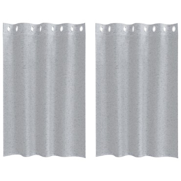 vidaXL Κουρτίνα βυσσινί 2 τμχ. Σκούρο Γκρι 140x140cm Πολυεστέρας