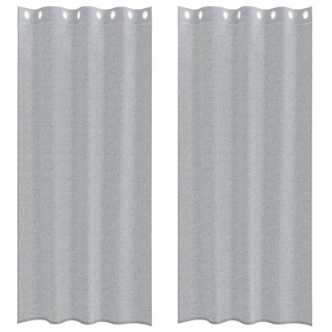 vidaXL Κουρτίνα βυσσινί 2 τμχ. Σκούρο Γκρι 225x140cm Πολυεστέρας