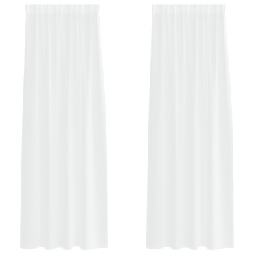vidaXL Κουρτίνα βυσσινί 2 τμχ. Λευκό 260x140cm Πολυεστέρας