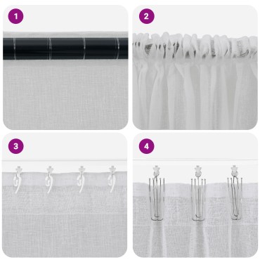vidaXL Κουρτίνα βυσσινί 2 τμχ. Ανοιχτό γκρι 175x140cm Πολυεστέρας