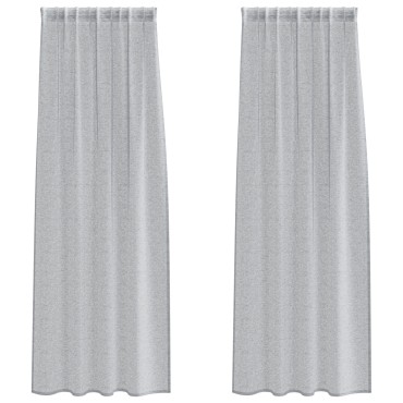 vidaXL Κουρτίνα βυσσινί 2 τμχ. Σκούρο Γκρι 245x140cm Πολυεστέρας