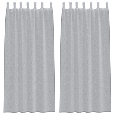 vidaXL Κουρτίνα βυσσινί 2 τμχ. Σκούρο Γκρι 245x140cm Πολυεστέρας