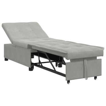 vidaXL Καναπές Κρεβάτι Ανοιχτό γκρι 194x67x82cm Μικροΐνες 1 τεμ. Γωνιακός