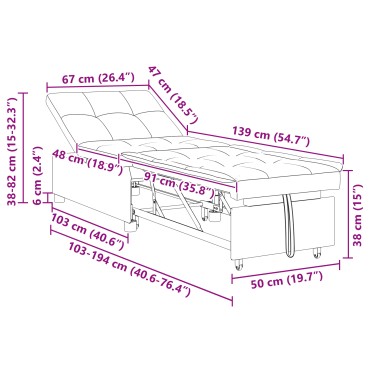 vidaXL Καναπές Κρεβάτι Ανοιχτό γκρι 194x67x82cm Μικροΐνες 1 τεμ. Γωνιακός