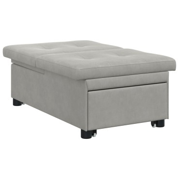 vidaXL Καναπές Κρεβάτι Ανοιχτό γκρι 194x67x82cm Μικροΐνες 1 τεμ. Γωνιακός