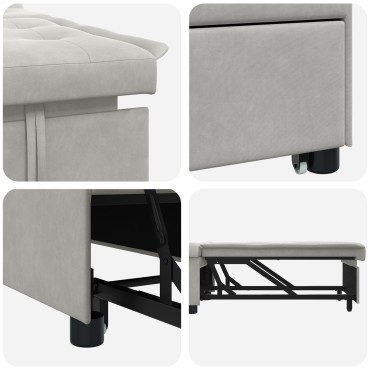 vidaXL Καναπές Κρεβάτι Ανοιχτό γκρι 194x67x82cm Μικροΐνες 1 τεμ. Γωνιακός