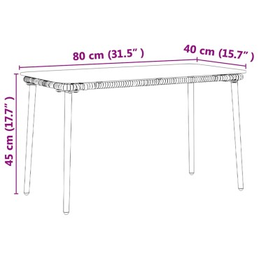 vidaXL Τραπέζι Κήπου Μαύρο 80x40x45cm συνθετικό ρατάν 1 τεμ.