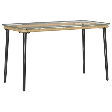 vidaXL Τραπέζι Κήπου Φυσικό 80x40x45cm συνθετικό ρατάν 1 τεμ.