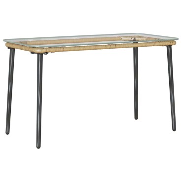 vidaXL Τραπέζι Κήπου Φυσικό 80x40x45cm συνθετικό ρατάν 1 τεμ.