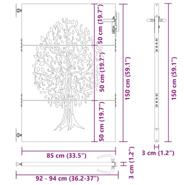vidaXL Πύλη Κήπου 85 x 150 cm Ατσάλι με Επικάλυψη Πούδρας Κλειδώσιμο