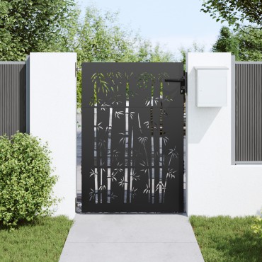 vidaXL Πύλη Κήπου Μαύρο 85 x 150 cm Ατσάλι με Επικάλυψη Πούδρας