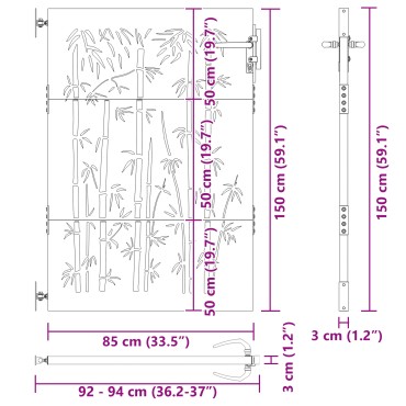 vidaXL Πύλη Κήπου Μαύρο 85 x 150 cm Ατσάλι με Επικάλυψη Πούδρας
