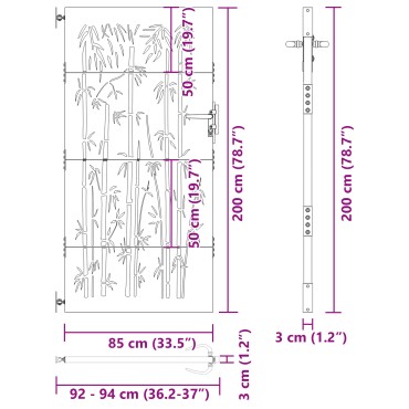 vidaXL Πύλη Κήπου Μαύρο 85 x 200 cm Ατσάλι με Επικάλυψη Πούδρας