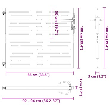 vidaXL Πύλη Κήπου Μαύρο 85 x 100 cm Ατσάλι με Επικάλυψη Πούδρας