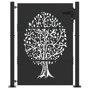 vidaXL Πύλη Κήπου Μαύρο 110 x 130 cm Ατσάλι με Επικάλυψη Πούδρας