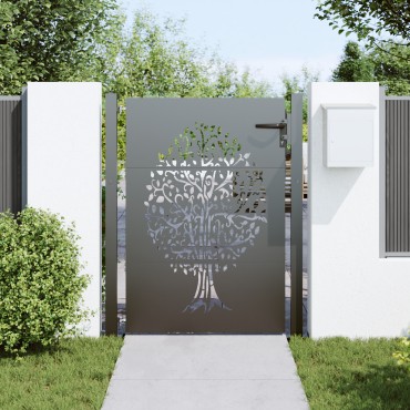 vidaXL Πύλη Κήπου Μαύρο 110 x 130 cm Ατσάλι με Επικάλυψη Πούδρας
