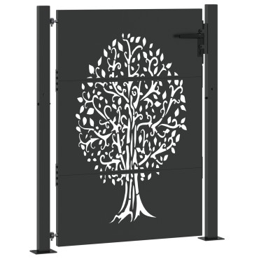 vidaXL Πύλη Κήπου Μαύρο 110 x 130 cm Ατσάλι με Επικάλυψη Πούδρας