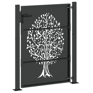 vidaXL Πύλη Κήπου Μαύρο 110 x 130 cm Ατσάλι με Επικάλυψη Πούδρας