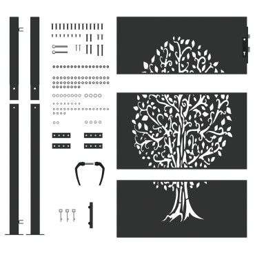 vidaXL Πύλη Κήπου Μαύρο 110 x 130 cm Ατσάλι με Επικάλυψη Πούδρας