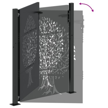 vidaXL Πύλη Κήπου Μαύρο 110 x 130 cm Ατσάλι με Επικάλυψη Πούδρας