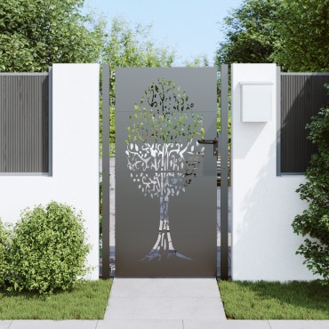 vidaXL Πύλη Κήπου Μαύρο 110 x 205 εκ. Ατσάλι με Επικάλυψη Πούδρας