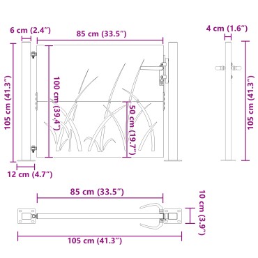 vidaXL Πύλη Κήπου 110 x 105 εκ Ατσάλι με Επικάλυψη Πούδρας Κλειδώσιμο