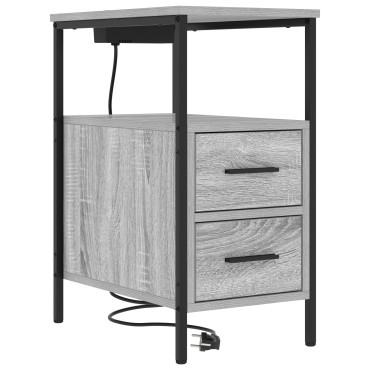 vidaXL Κομοδίνο Γκρίζο Σονομα 30x48x61cm Επεξεργασμένο Ξύλο 1 τεμ.