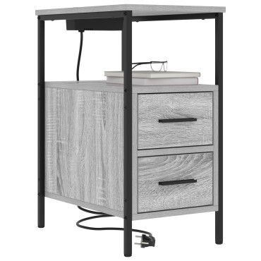 vidaXL Κομοδίνο Γκρίζο Σονομα 30x48x61cm Επεξεργασμένο Ξύλο 1 τεμ.
