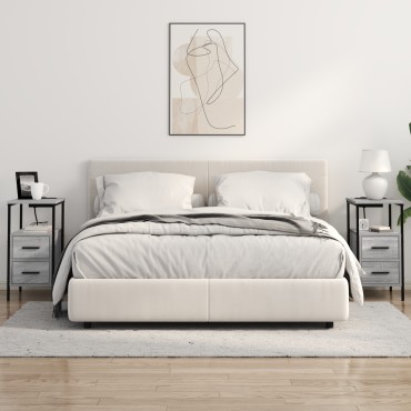 vidaXL Κομοδίνο Γκρίζο Σονομα 30x48x61cm Επεξεργασμένο Ξύλο 1 τεμ.