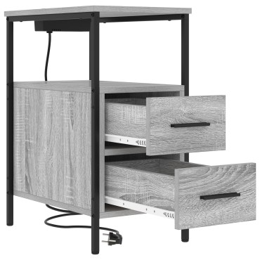 vidaXL Κομοδίνο Γκρίζο Σονομα 30x48x61cm Επεξεργασμένο Ξύλο 1 τεμ.
