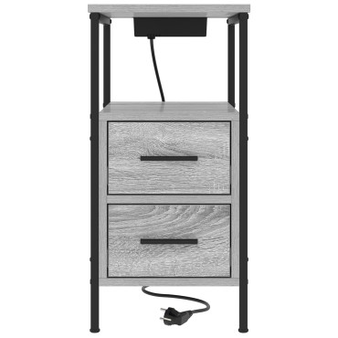 vidaXL Κομοδίνο Γκρίζο Σονομα 30x48x61cm Επεξεργασμένο Ξύλο 1 τεμ.