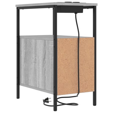 vidaXL Κομοδίνο Γκρίζο Σονομα 30x48x61cm Επεξεργασμένο Ξύλο 1 τεμ.