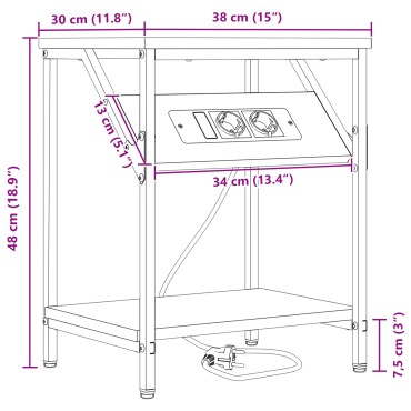 vidaXL Κομοδίνο Καφέ δρυς 38x30x48cm Επεξεργασμένο Ξύλο 1 τεμ.