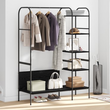 vidaXL Ράφι Ρούχων Μαύρο 120 x 44 x 160 εκ Επεξεργασμένο Ξύλο