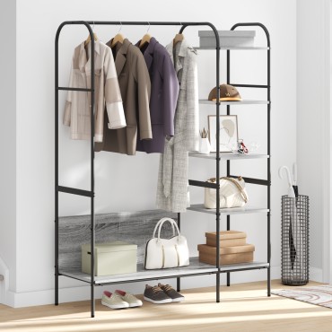 vidaXL Ράφι Ρούχων Γκρι 120 x 44 x 160 εκ Επεξεργασμένο Ξύλο