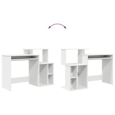 vidaXL Γραφείο Λευκό Επεξεργασμένο Ξύλο 120,5x44x88,5 εκ 1 τεμ.